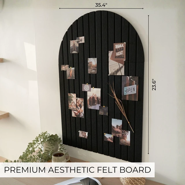 Alt view image 2 of 7 - Large Arched Felt Bulletin Board - 6 Customizable Adhesive Tiles with Pins Stylish 35" X 24" Cork Board Alternative for Office and Wall Decor - Perfect to Display Your Photos