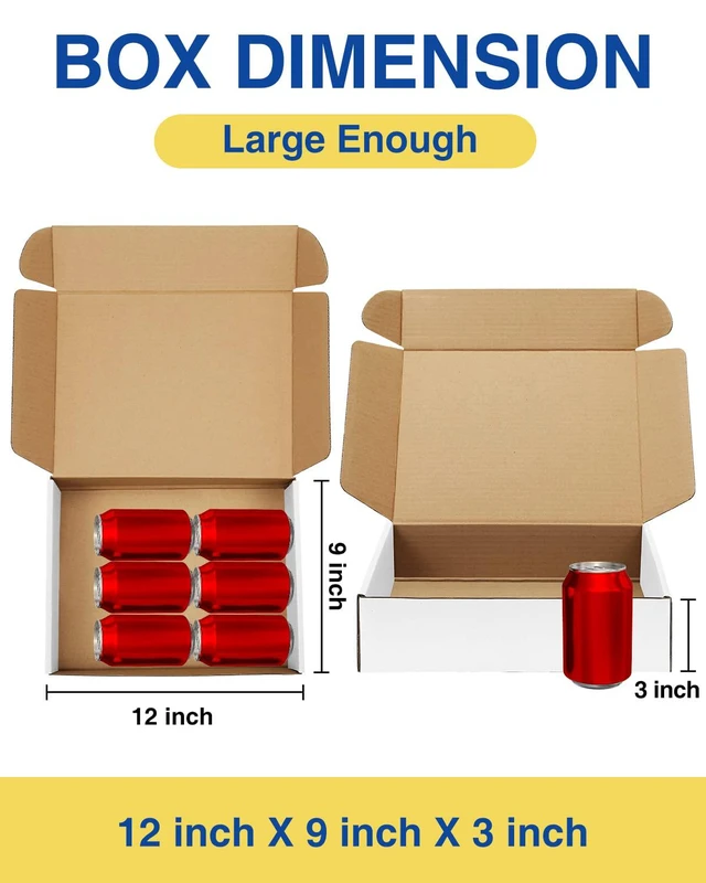 Alt view image 2 of 7 - Shipping-Boxes-12x9x3 Inches: 22 Pack-Cardboard-Boxes-for-Packaging, White-Shipping-Boxes-for-Packing-Small-Business, Corrugated Box Mailers for Book Shoes Gift Mailing