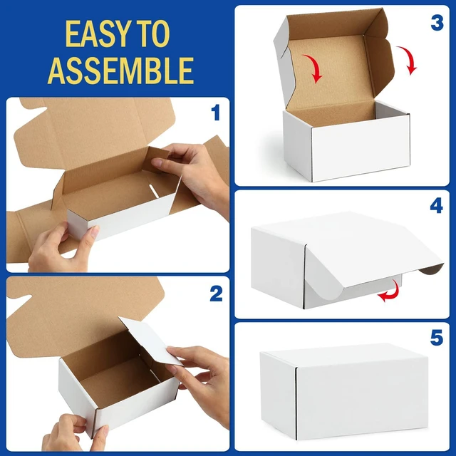 Alt view image 3 of 7 - Shipping-Boxes-12x9x3 Inches: 22 Pack-Cardboard-Boxes-for-Packaging, White-Shipping-Boxes-for-Packing-Small-Business, Corrugated Box Mailers for Book Shoes Gift Mailing