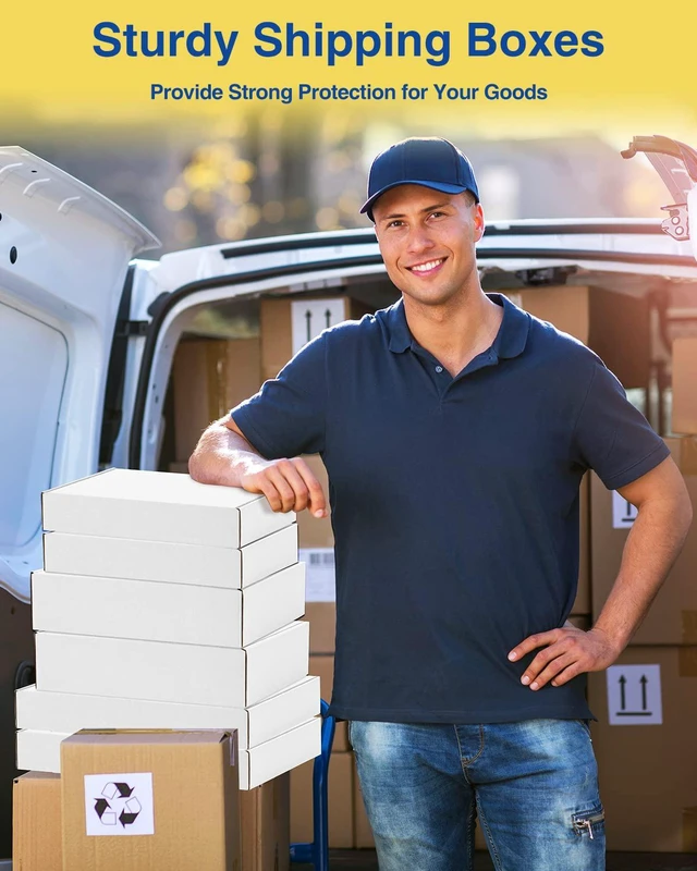 Alt view image 6 of 7 - Shipping-Boxes-12x9x3 Inches: 22 Pack-Cardboard-Boxes-for-Packaging, White-Shipping-Boxes-for-Packing-Small-Business, Corrugated Box Mailers for Book Shoes Gift Mailing