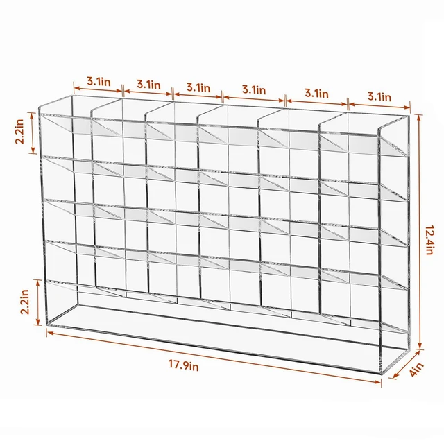 Alt view image 2 of 6 - Acrylic Vertical Marker Organizer for 375 Markers, Desk Orgaizer 31 Compartments Clear Angled Pen & Pencil Holder, Large Stationery & Art Supply Storage for School (17.9x 12.4 x 4 Inch)