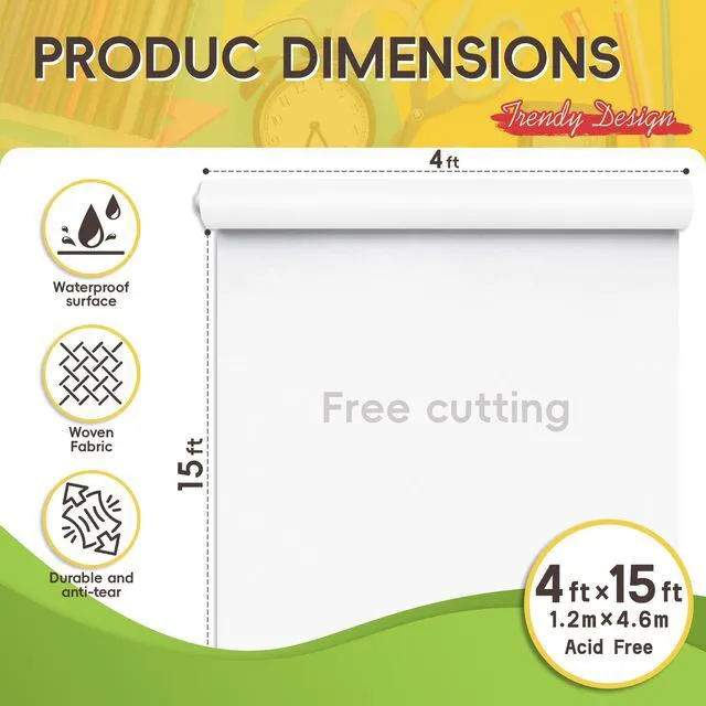 Alt view image 2 of 4 - 4x15ft White Bulletin Board Roll,DIY Background Decor Durable hole-free recovery, Flexible cut-to-size material, Effective noise barrier, Student work & note display wall