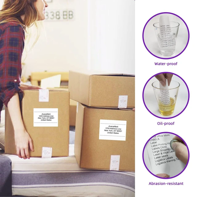 Alt view image 5 of 7 - 12 Rolls 4" x 3" Direct Thermal Labels for Barcodes Postage Address Shipping Compatible with Rollo & Zebra Desktop Printers Adhesive - 500 Labels/Roll