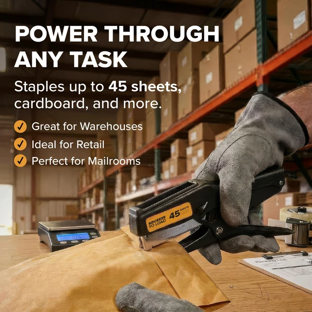 Alt view image 2 of 6 - B8 Heavy Duty Plier Stapler, 2-45 Sheet Capacity, No-Jam Technology, All-Metal Construction, Full Strip 210 Staple Capacity, Uses 1/4 & 3/8 B8 PowerCrown Staples, Black