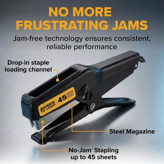 Alt view image 4 of 6 - B8 Heavy Duty Plier Stapler, 2-45 Sheet Capacity, No-Jam Technology, All-Metal Construction, Full Strip 210 Staple Capacity, Uses 1/4 & 3/8 B8 PowerCrown Staples, Black