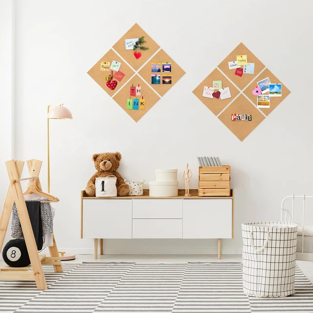 Alt view image 7 of 7 - Cork Board Tiles - 8 Packs Adhesive Corkboards for Wall,Small Cork Board Decorations, CorkBoard Squares, Cork Sheet Decorative CorkBoard for Office, School & Home
