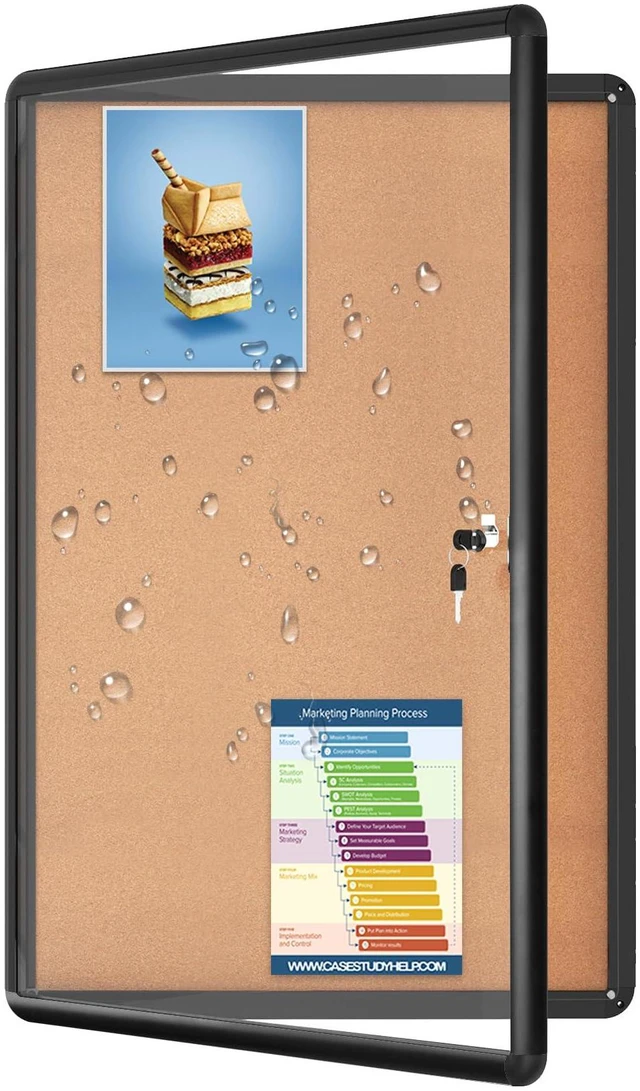 Main image of 36"x24" Enclosed Bulletin Board Tamper-Proof Dispaly Case, Black Aluminium Frame, Shatter Resistant Lockable Bulletin Board, Enclosed Cork Board for School, Office,Commercial,Hospital etc
