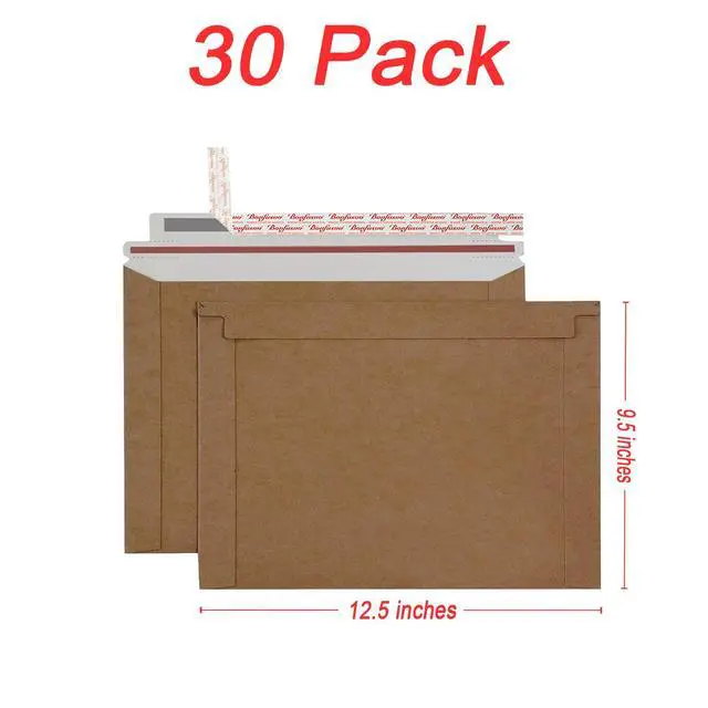 Alt view image 2 of 5 - Rigid Mailers 30 Pack 9.5 x 12.5 inches Brown Self Seal Stay Flat Bulk Cardboard Kraft No Bend Mailers Peel and Seal for Document Photos Pictures Papers Files CD