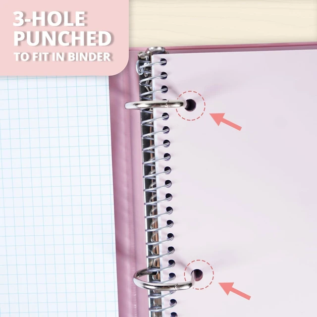 Alt view image 6 of 7 - 1 Subject Graph Paper Spiral Notebook, 200 Pages 100 Sheets, 9 x 11 in, Waterproof Plastic Cover, Durable, 3-Hole Punched, Divider, Double-Sided Pocket: Amazon.com