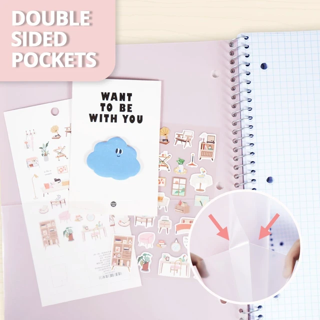 Alt view image 7 of 7 - 1 Subject Graph Paper Spiral Notebook, 200 Pages 100 Sheets, 9 x 11 in, Waterproof Plastic Cover, Durable, 3-Hole Punched, Divider, Double-Sided Pocket: Amazon.com