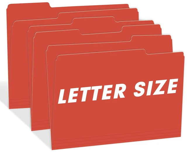 Alt view image 6 of 7 - File Folder, 150 Pack 1/3 Cut Tab File Folders Letter Size, Red, Folders, Folders with Tab, Great for Organizing and Easy File Storage