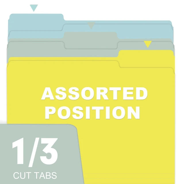 Alt view image 4 of 7 - File Folder, 100 Pack Colored File Folders, 1/3 Cut Tab File Folder Letter Size, Filing Folders with Tabs for Office School Business Use, Assorted 10 Colors