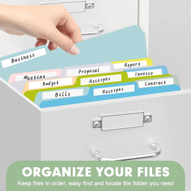 Alt view image 7 of 7 - File Folder, 100 Pack Colored File Folders, 1/3 Cut Tab File Folder Letter Size, Filing Folders with Tabs for Office School Business Use, Assorted 10 Colors