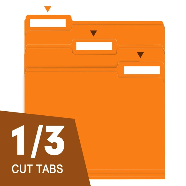 Alt view image 3 of 7 - File Folder, 100 Pack 1/3 Cut Tab File Folders Letter Size, Orange, Folders with Tab, Great for Organizing and Easy File Storage