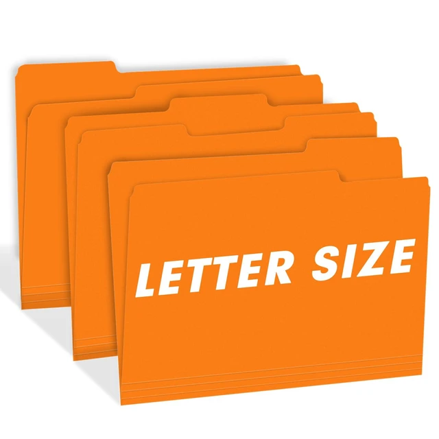 Alt view image 6 of 7 - File Folder, 100 Pack 1/3 Cut Tab File Folders Letter Size, Orange, Folders with Tab, Great for Organizing and Easy File Storage