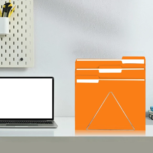 Alt view image 7 of 7 - File Folder, 100 Pack 1/3 Cut Tab File Folders Letter Size, Orange, Folders with Tab, Great for Organizing and Easy File Storage