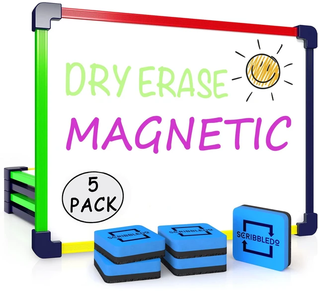 Main image of 9 x 12 Magnetic Dry Erase Boards, 5 Boards with 5 Erasers, Double Sided Hardboard with Crisp Reusable Writing Surfaces for Small Groups and Learning Stations