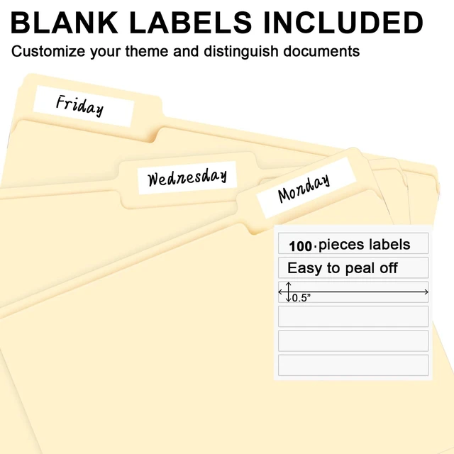 Alt view image 4 of 7 - File Folder, 100 Pack 1/3 Cut Tab File Folders Letter Size, Manila Folders, Folders with Tab, Great for Organizing and Easy File Storage