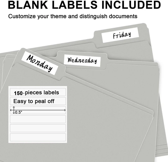 Alt view image 4 of 7 - File Folder, 150 Pack 1/3 Cut Tab File Folders Letter Size, Grey, Folders with Tab, Great for Organizing and Easy File Storage