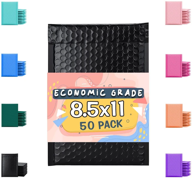 Main image of Black Poly Bubble Mailers 8.5x12 50 Pack Usable 8.5x11