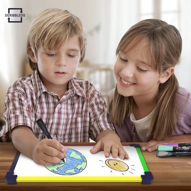 Alt view image 7 of 7 - 9 x 12 Magnetic Dry Erase Boards, 5 Boards with 5 Erasers, Double Sided Hardboard with Crisp Reusable Writing Surfaces for Small Groups and Learning Stations