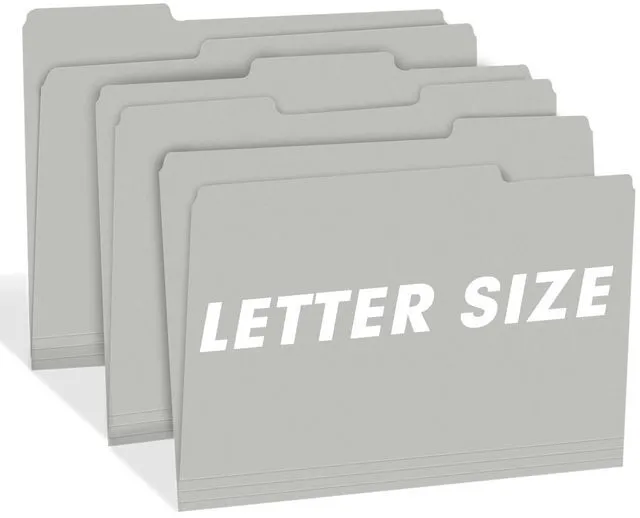 Alt view image 6 of 7 - File Folder, 150 Pack 1/3 Cut Tab File Folders Letter Size, Grey, Folders with Tab, Great for Organizing and Easy File Storage