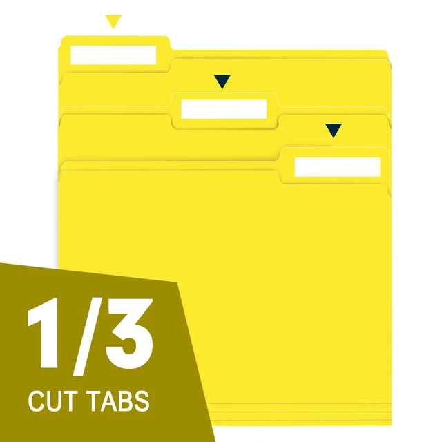 Alt view image 3 of 7 - File Folder, 150 Pack 1/3 Cut Tab File Folders Letter Size, Yellow, Folders with Tab, Great for Organizing and Easy File Storage