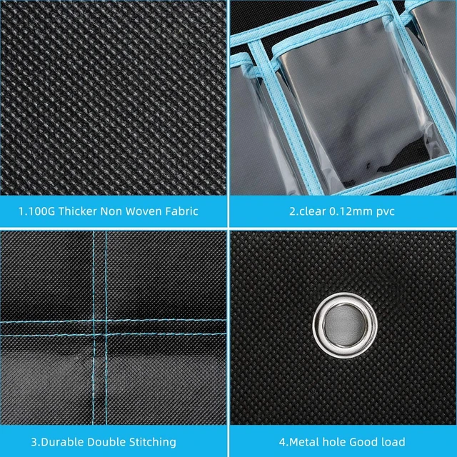 Alt view image 4 of 7 - Classroom Pocket Chart Organizer,Cell Phones Calculator Holder for Classroom with 30 Clear Pockets and Number Sticker Size 33.5x 24.5 Inch (2pack-black)
