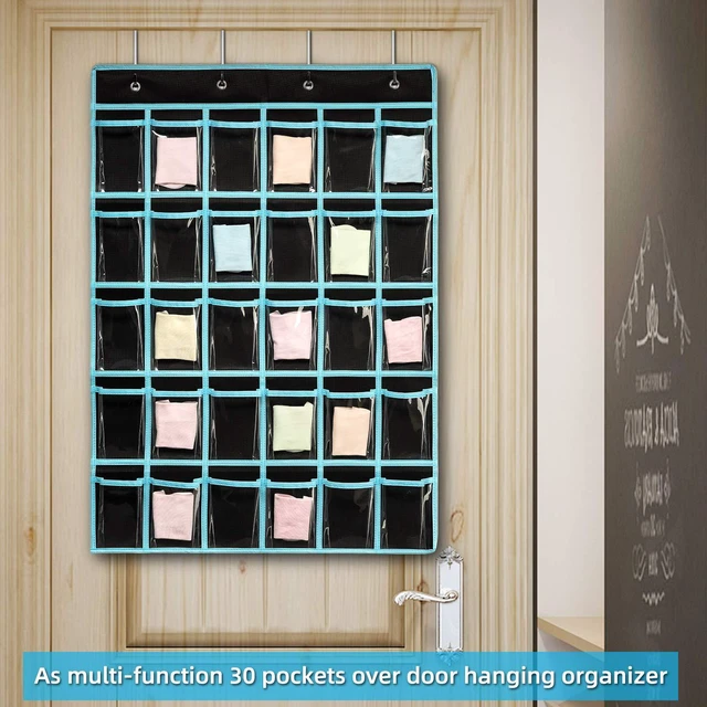 Alt view image 6 of 7 - Classroom Pocket Chart Organizer,Cell Phones Calculator Holder for Classroom with 30 Clear Pockets and Number Sticker Size 33.5x 24.5 Inch (2pack-black)