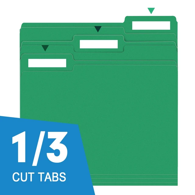Alt view image 3 of 7 - File Folder, 100 Pack 1/3 Cut Tab File Folders Letter Size, Creen, Colored Folders with Tab Great for Organizing and Easy File Storage