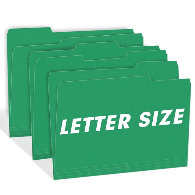 Alt view image 6 of 7 - File Folder, 100 Pack 1/3 Cut Tab File Folders Letter Size, Creen, Colored Folders with Tab Great for Organizing and Easy File Storage