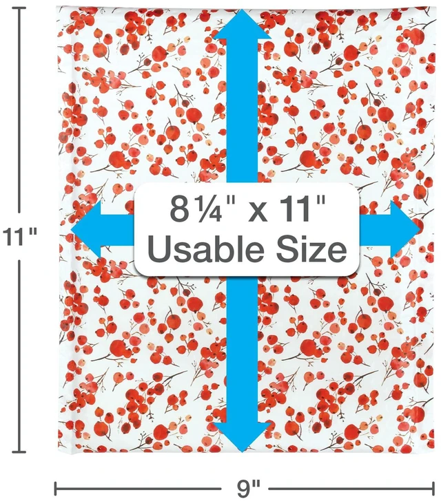 Alt view image 4 of 7 - Bubble Mailers, 8.5" x 11", Shipping Envelopes, Water Resistant Poly Padded Envelopes, Berry Print, 25 Pack (QUA85873)