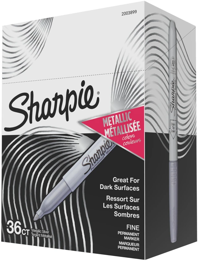 Main image of Metallic Permanent Markers, Fine Point, Metallic Silver, 36 Count