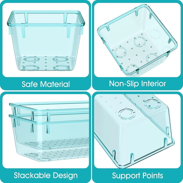 Alt view image 3 of 6 - 33 PCS Plastic Drawer Organizers Set, 4 Size Desk Drawer Organizer Trays 4 Size Desk Drawer Organizer Trays for Makeup, Jewelry, Kitchen Utensils, Gadgets and Office