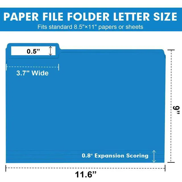Alt view image 2 of 7 - File Folder, Colored File Folders, 1/3 Cut Tab File Folder Letter Size, Filing Folders with Tabs for Office School Business Use, Assorted 10 Colors (100 Pack)