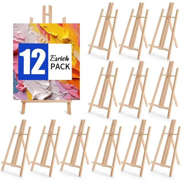 Main image of 12 PCS 16in Wood Easels, Tabletop Easel for Painting Party Paint Easel for Display Canvas, Photos, Display Tripod Holder Stand for Students Kids