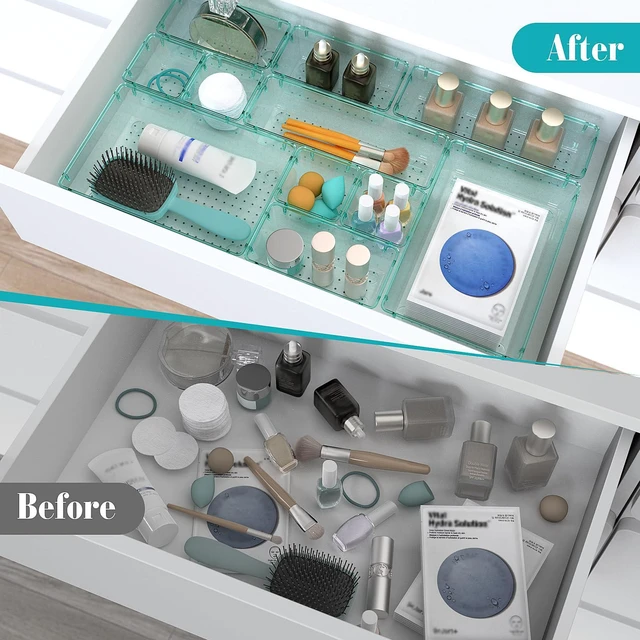 Alt view image 4 of 6 - 33 PCS Plastic Drawer Organizers Set, 4 Size Desk Drawer Organizer Trays 4 Size Desk Drawer Organizer Trays for Makeup, Jewelry, Kitchen Utensils, Gadgets and Office
