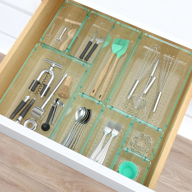 Alt view image 6 of 6 - 33 PCS Plastic Drawer Organizers Set, 4 Size Desk Drawer Organizer Trays 4 Size Desk Drawer Organizer Trays for Makeup, Jewelry, Kitchen Utensils, Gadgets and Office