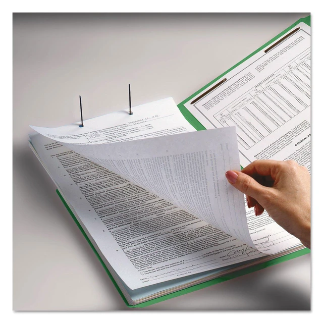 Alt view image 2 of 7 - Fastener File Folders, Reinforced 1/3-Cut Tabs, 2 Fasteners, Letter Size, Green, 50 per Box (12140)
