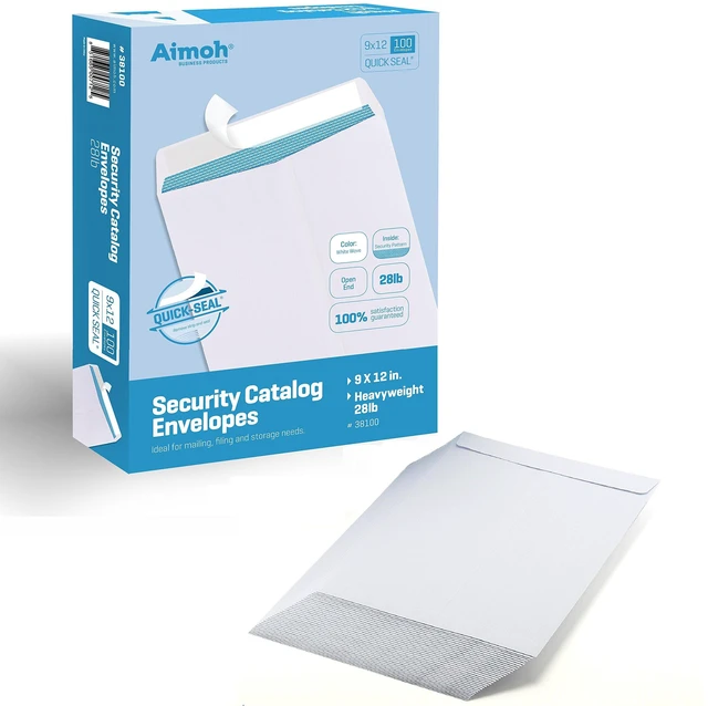 Alt view image 7 of 7 - 9 x 12 Self-Seal Security White Envelopes 9x12 Large Envelopes 100ct White, Security Tint, Self-Seal Closure, 28 LB Paper, Fits 8.5 x 11 Documents, 100 Count