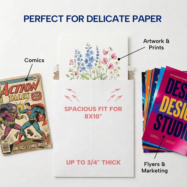 Alt view image 3 of 7 - Rigid Mailers 9 x 11 (100-Pack) - Cardboard Mailer Envelopes for Photos, Important Documents, Certificates - Stay Flat