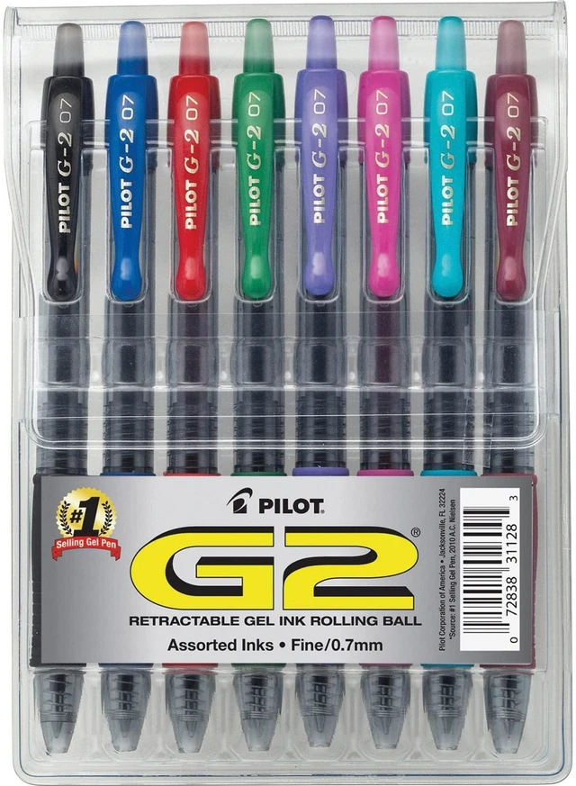 Main image of G2 Premium Gel Ink Pens, Fine Point 0.7mm, Multi-Color, 8 Count | Journaling pens for colorful notes, quick drying, rubber grip, refillable and retractable colored pens with smooth gel ink