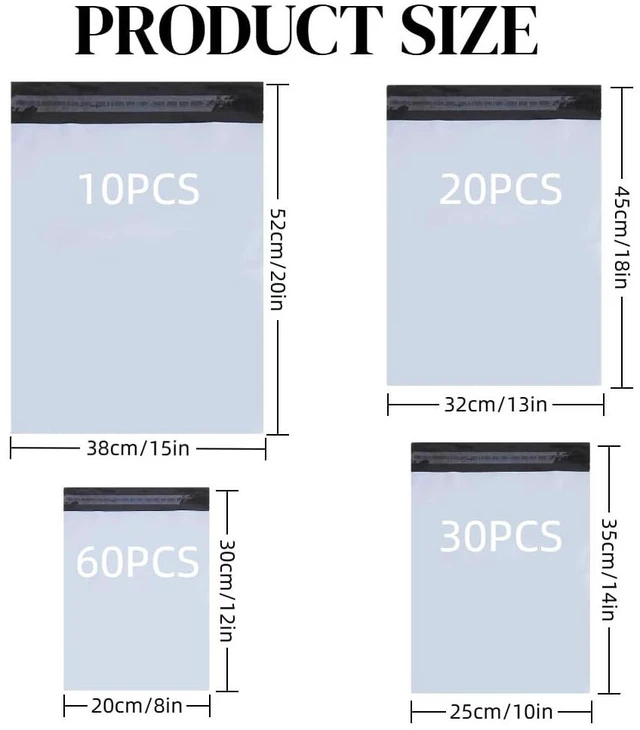 Alt view image 2 of 7 - 120 Pcs Poly Mailer Envelope 4 Sizes Shipping Bags Self Adhesive Clasp Envelope Self Adhesive Tear Proof Mailing Covers(8 x 12 In, 10 x 14 In, 13 x 18 In, 15 x 20 in)