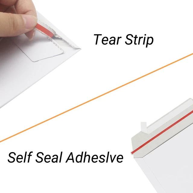 Alt view image 4 of 5 - 50 Pack Rigid Mailers 9.5x12.5 inch, Self Seal Photo Document Mailers Stay Flat White Cardboard Shipping Envelopes Photography Mailers for Document, Photos, Papers, Files, CD