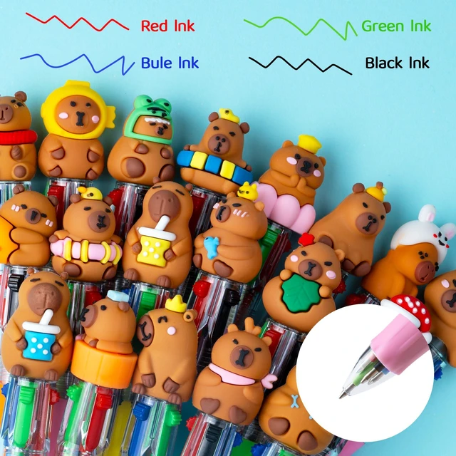 Alt view image 2 of 7 - 48PCS Cute Capybara Pens, 4-in-1 Multicolor Ballpoint Pens for Kids Kawaii Cartoon Pens, Birthday Party Favors, Classroom Prizes, Fun Gifts, School Supplies for Boys & Girls
