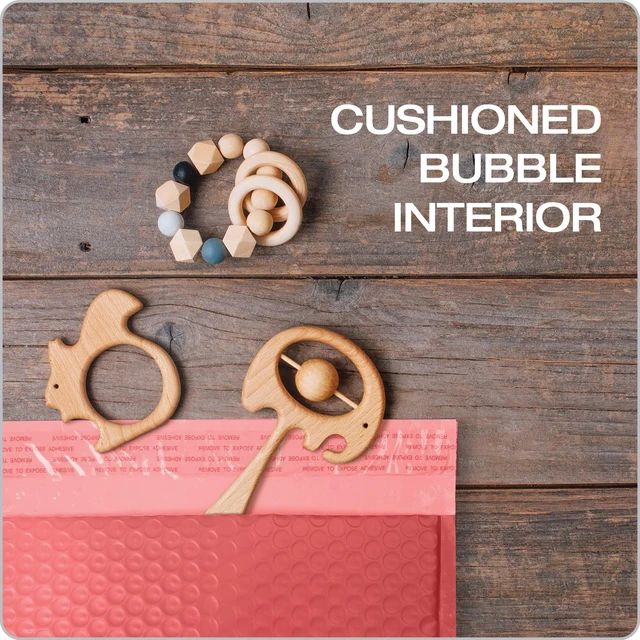 Alt view image 3 of 7 - Bubble Mailers, 8.5 x 11 Shipping Envelopes, Water Resistant Coral Poly Padded Envelopes, Redi-Strip Peel Off Strip, 25/Box (QUA85871)