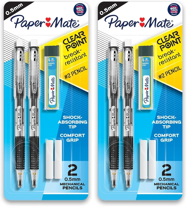 Main image of Clearpoint Mechanical Pencils, 0.5mm Break-Resistant HB #2 Lead, Eraser Refills, 2 Count (Pack of 2)