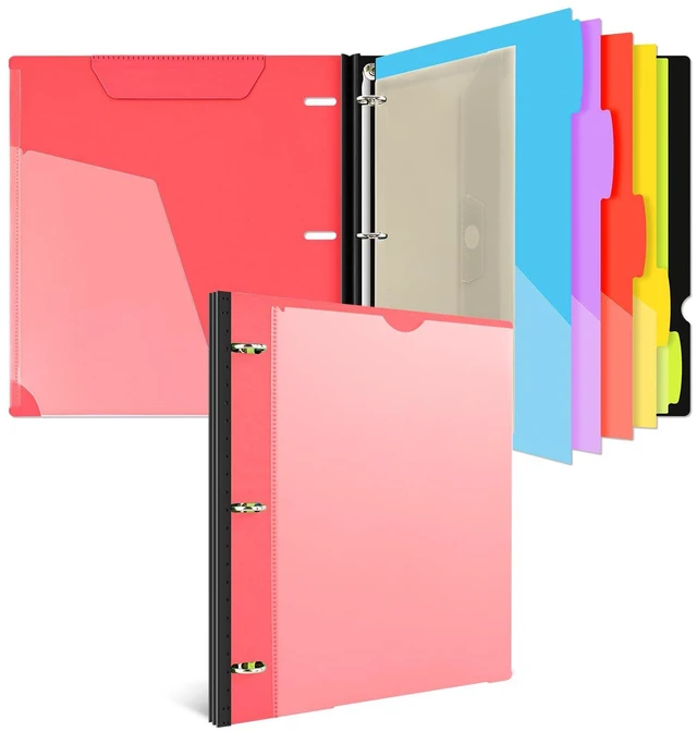 Main image of Telescoping Project Organizer Binder,13 Pocket, Customizable Front Cover, 5 Colors Pocket Divider and Plastic Binder Pocket225 Sheet Capacity-Red