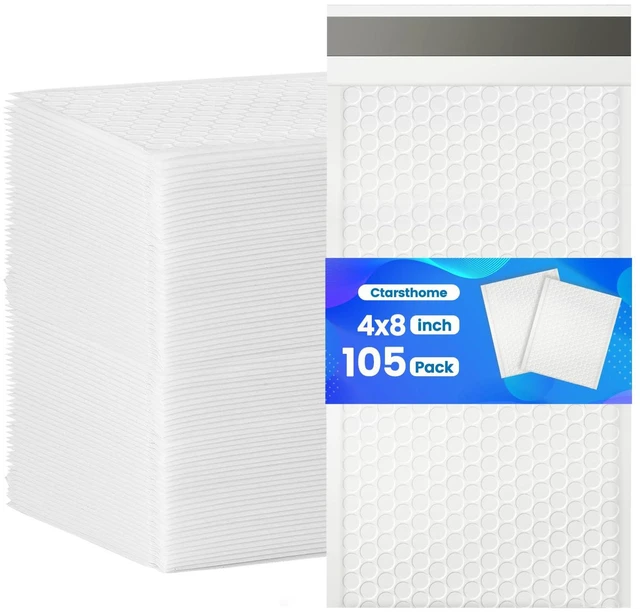 Main image of 105 Pack Bubble Mailers 4x8inch Padded Envelopes Thin Mailing Envelopes Waterproof Bubble Opaque Padded Mailers Self Seal Adhesive Shipping Bags for Mailing Jewelry Makeup Small Business