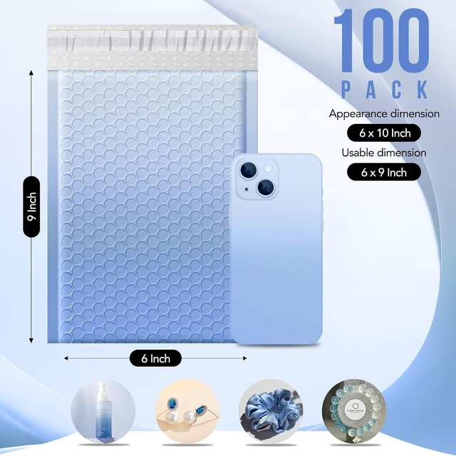 Alt view image 2 of 7 - Bubble Mailers 6x10 Inch 100 Pack Gradient Blue Padded Envelopes Usable Size 6x9" Self Seal Mailing Envelopes Bubble Padded Shipping Bags for Mailing,Packaging, Small Business #0